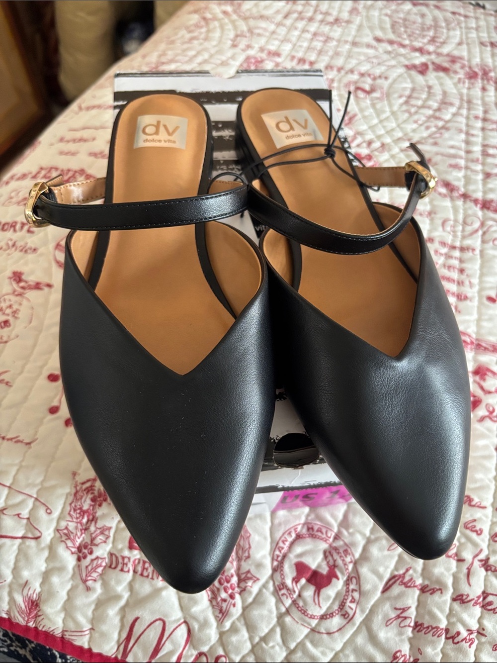 NWT Women’s Dolce Vita Delicia Black Flat Mule with Strap SZ 11